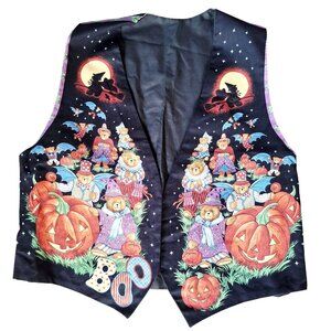 Halloween Bear & Pumpkin Vest With Witch & Ghost Bears Print Academia Teacher